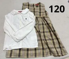 POLO ホワイトシャツとチェックドレスセット