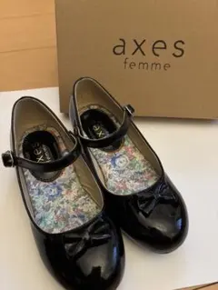 axes femme 黒 フォーマルシューズ リボン付き