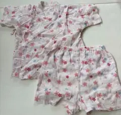 ベビー甚平 ピンク花柄 80-90サイズ