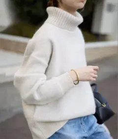 SLOBE IENA ウォッシャブルファーリーダブルフェイスタートルニット