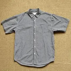 ライトオン購入【CORISCO】　ギンガムチェックの半袖シャツ　黒×白　ＬＬのサムネイル