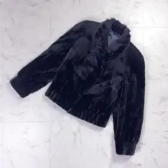 美品 サガミンク ミンクファーショートコート ジャケット 黒 F*MD729