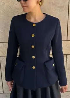 カットソー軽量ジャケット　ジェンヌ　ネイビー