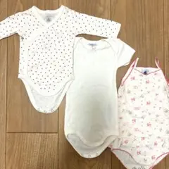 プチバトー　ベビーロンパース　肌着 ロンパース　長袖　半袖　ハート　花柄