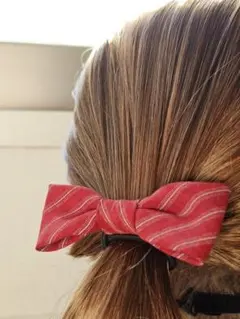 レッドストライプのヘアゴム　子供　大人