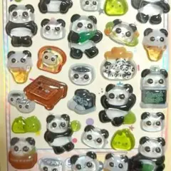 パンダ　うるちゅる　立体　かたい　シール　ボンボンドロップシール
