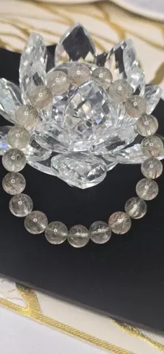 約9.5㍉グリーンルチルクォーツブレスセット替ゴム＆ポーチ＆ルチル細石100ｇ