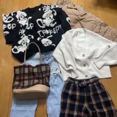 レディース まとめ売り ダウンコート セーター ダメージジーンズ バッグ等