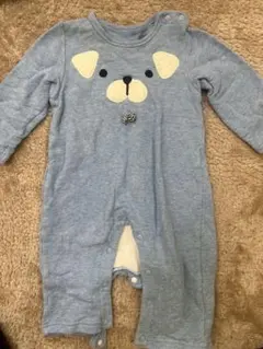 犬の顔刺繍ブルーロンパース70㎝