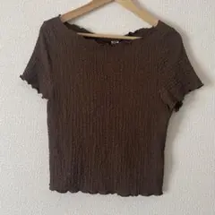 H&M❤️くしゅくしゅ半袖トップス　ダークブラウン