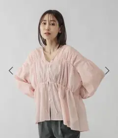 美品グローバルワーク　リボンカーデブラウス⭐︎ピンク