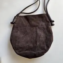 ダークブラウン スエード Kロゴ Kitamuraショルダーバッグ　キタムラ