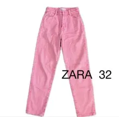 울트라 상태좋음 ZARA 슬림 스트레이트 팬츠 핑크 32
