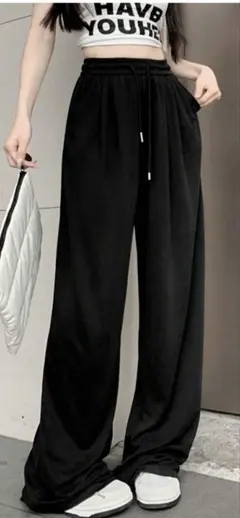 DAZY ブラック ワイドパンツ ドローストリング付き 未開封新品