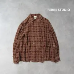 FERRE STUDIO / 1990s 総柄 レーヨン ブラウス 長袖 シャツのサムネイル