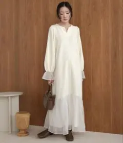 シフォン フリル マーメイド ワンピース