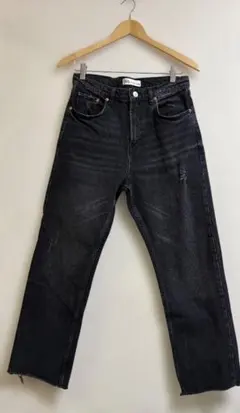 ZARA THE HW KICK ストレートハイライズデニム ブラック 40のサムネイル