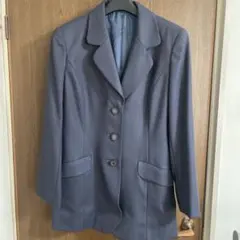 ハンドメイドネイビー ボタン付きロングジャケット