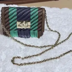 フルラ　Furla 1927 編み込みレザー　フラップチェーン　ミニバッグ