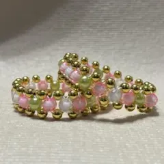 桜・春色ゴールドメタリックアームバンド 日本製丸ゴム(細め・中太)仕様