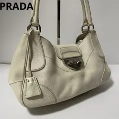 ■美品■ PRADA ハンドバッグ　ワンショルダー アイボリー　レザー