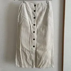 アイボリー　コーデュロイ　タイトスカート
