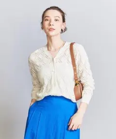 BEAUTY&YOUTH ノルマンディリネン透かし編みカーディガン