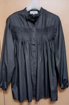 ルスークホリデー　ギャザー　ブラウス　ブラック