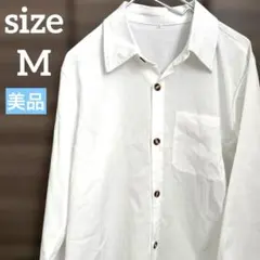 レディース　シアー長袖シャツ（M）白　羽織り　冷房対策　日焼け防止　体型カバー