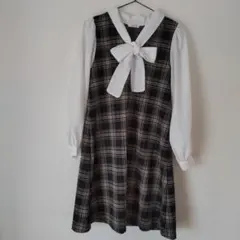 お値下げ中♪　Honeys ボウタイワンピース チェック柄 Sサイズ