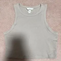 H&M ベージュ リブ編み タンクトップ S