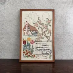 英国ヴィンテージ 手刺繍 ガーデン 額装 1930〜50s - メルカリ