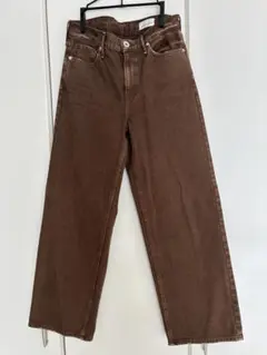 ブラウン ワイドレッグデニム