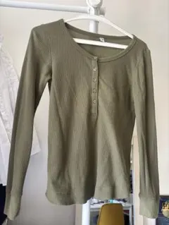 UNIQLO M オリーブ 長袖ヘンリーネック