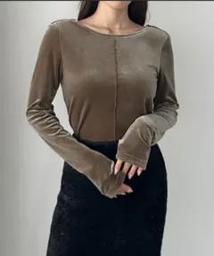 【取り外し可能パット付き】バックオープンベロアトップス