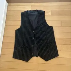 ストライプ スーツベスト 黒と白