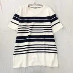 【アオウトドア】Tシャツ カットソー Vネック ランダムボーダー 半袖 XLのサムネイル