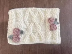 模様付き猫耳ニット帽／ピンク