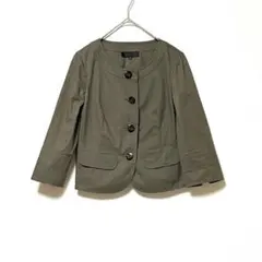 3073 アンタイトル ノーカラージャケットM コットン ショート丈 2 カーキ