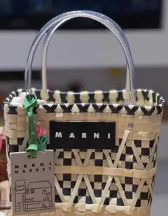 MARNI MARKET かごバッグ ホワイト/ブラック