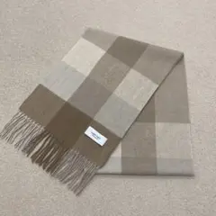 matti totti カシミヤ100%チェックマフラー ベージュ ブラウン