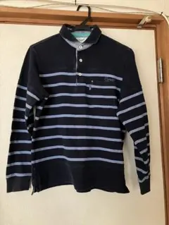 値下げCrocodile クロコダイル ボーダー 長袖ポロシャツ Mサイズ中古品