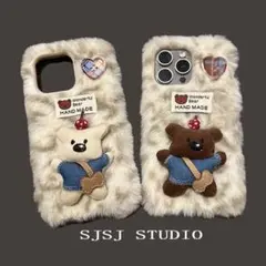 SJSJ STUDIO 手作りクマ付きiPhoneケース
