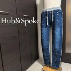 Hub&Spoke ペイントプリントスウェットデニム 裏起毛