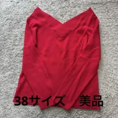 ピンキー&ダイアン 前後vネック長袖ニット赤38 美品