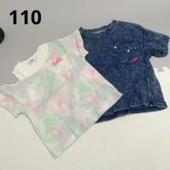【used】X-girlStages タイダイ　デニム柄 Tシャツ 110　2枚のサムネイル