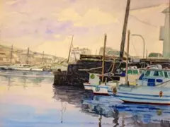 水彩画 ヨットハーバー油壺の風景 額装済み 水彩画 ヨットハーバー油壺の風景 額装済み - メルカリ