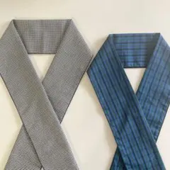 半衿　2点セット　コットン生地　千鳥格子　チェック柄　ハンドメイド