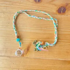 ネックレス　アクセサリー カラフル編み紐クリスタルペンダントネックレス