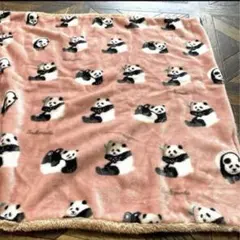 新品もふもふふわふわマイクロフランネルブランケットひざ掛けピンクお昼寝パンダボア